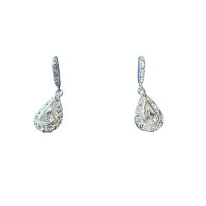 Illiana‎ Luxury Pear Leverback Earrings Avon Silver Tone Clear Stone